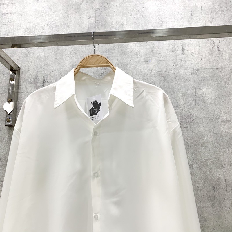 ÁO SƠ MI CHO NAM VÀ NỮ FORM RỘNG UNISEX MÀU TRẮNG VÀ MÀU ĐEN