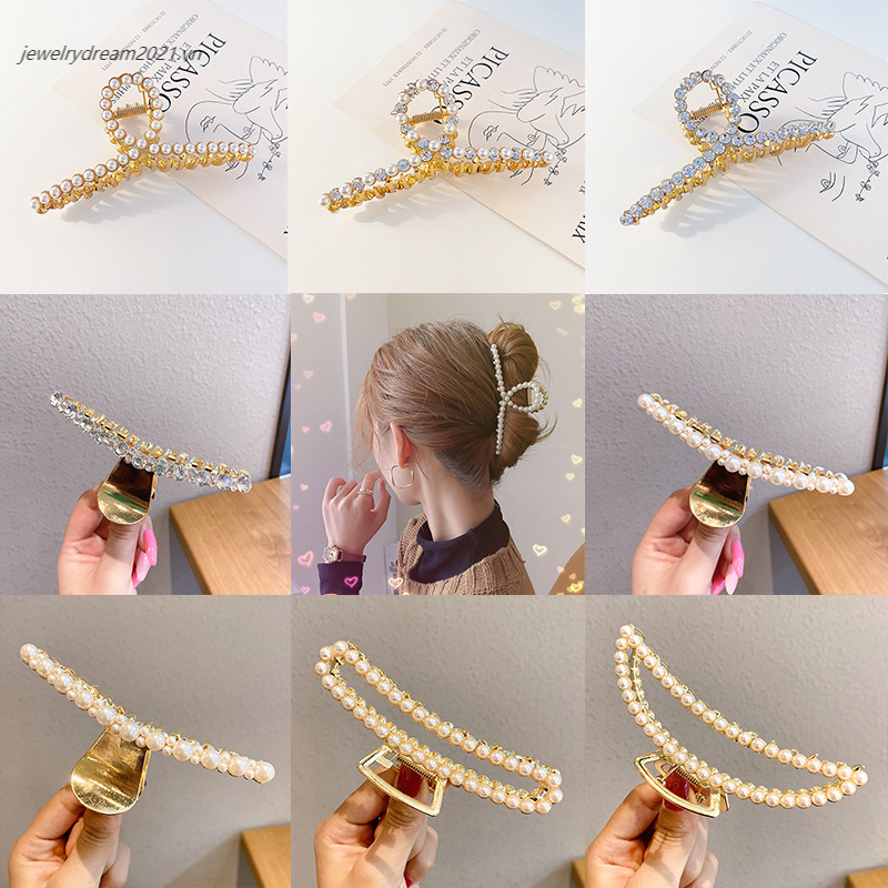 Kẹp tóc trang trí ngọc trai giả phong cách Hàn Quốc dịu dàng nữ tính jepit rambut korea jepitan rambut korea jepit rambut besar