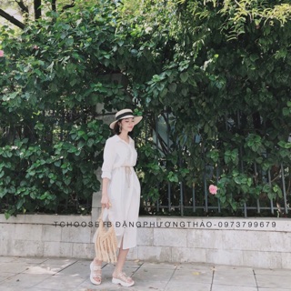 Sơ mi dáng dài buộc nơ eo