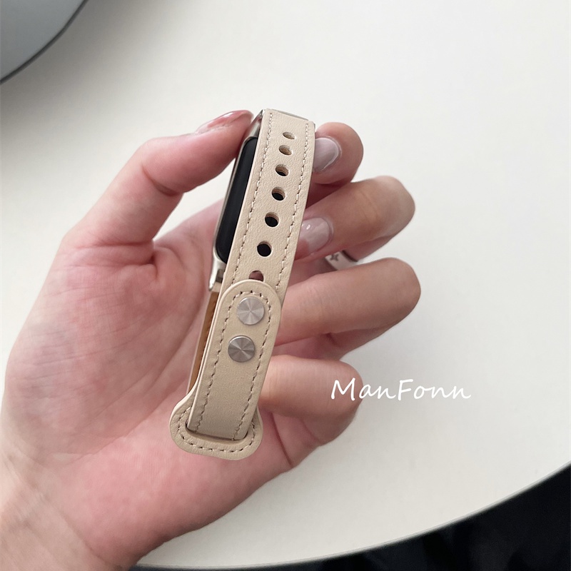 Dây đeo bằng da thời trang cho vòng đeo tay Xiaomi Mi Band 6 5 4 3 Mi Band 5