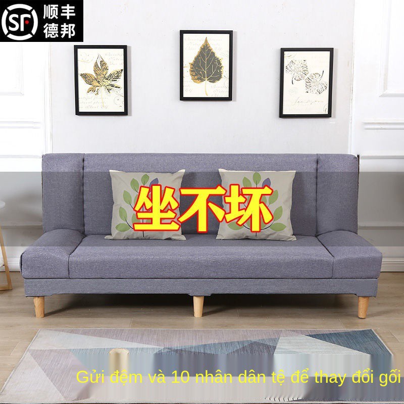 Giường sofa phòng khách đa năng căn hộ nhỏ có thể gấp lại đơn giản cho thuê tiết kiệm ngủ vải đôi lưới màu đỏ
