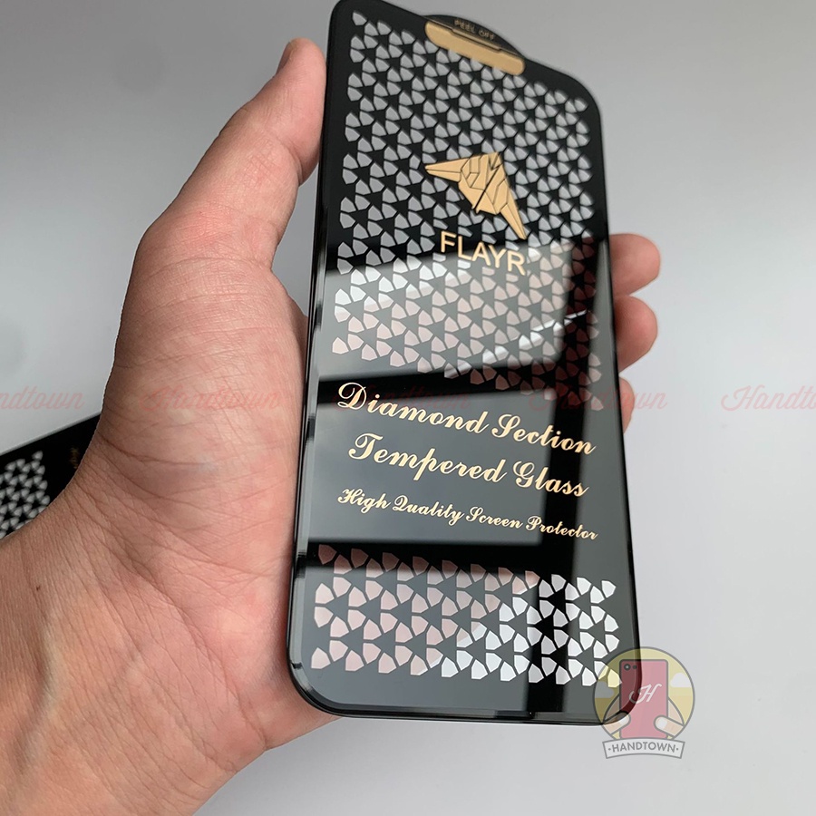 Cường Lực Iphone 13Pro 12 Pro Max 11 X XR XS Max ProMax Mini Viền Kim Cương Trong Suốt Full Màn Handtown