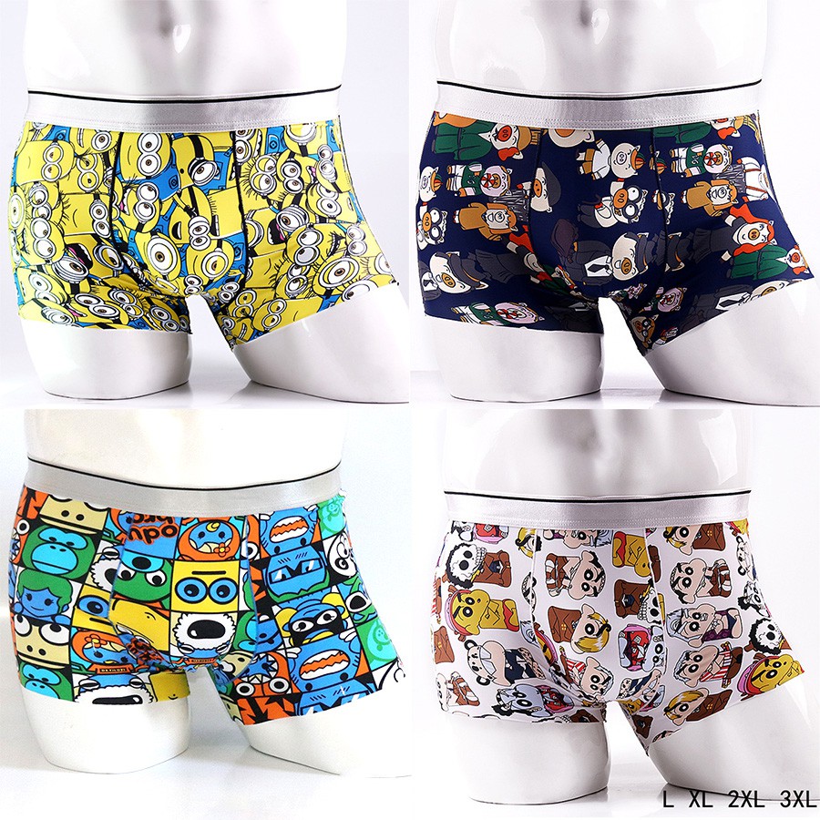[Ảnh thật] Quần Boxer - Sịp Đùi Nam Họa Tiết Hoạt Hình Cao Cấp - Quần Sịp Minion, Doremon, Shin - BX02