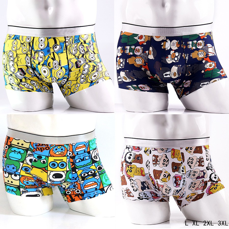 [Ảnh thật] Quần Boxer - Sịp Đùi Nam Họa Tiết Hoạt Hình Cao Cấp - Quần Sịp Minion, Doremon, Shin - BX02