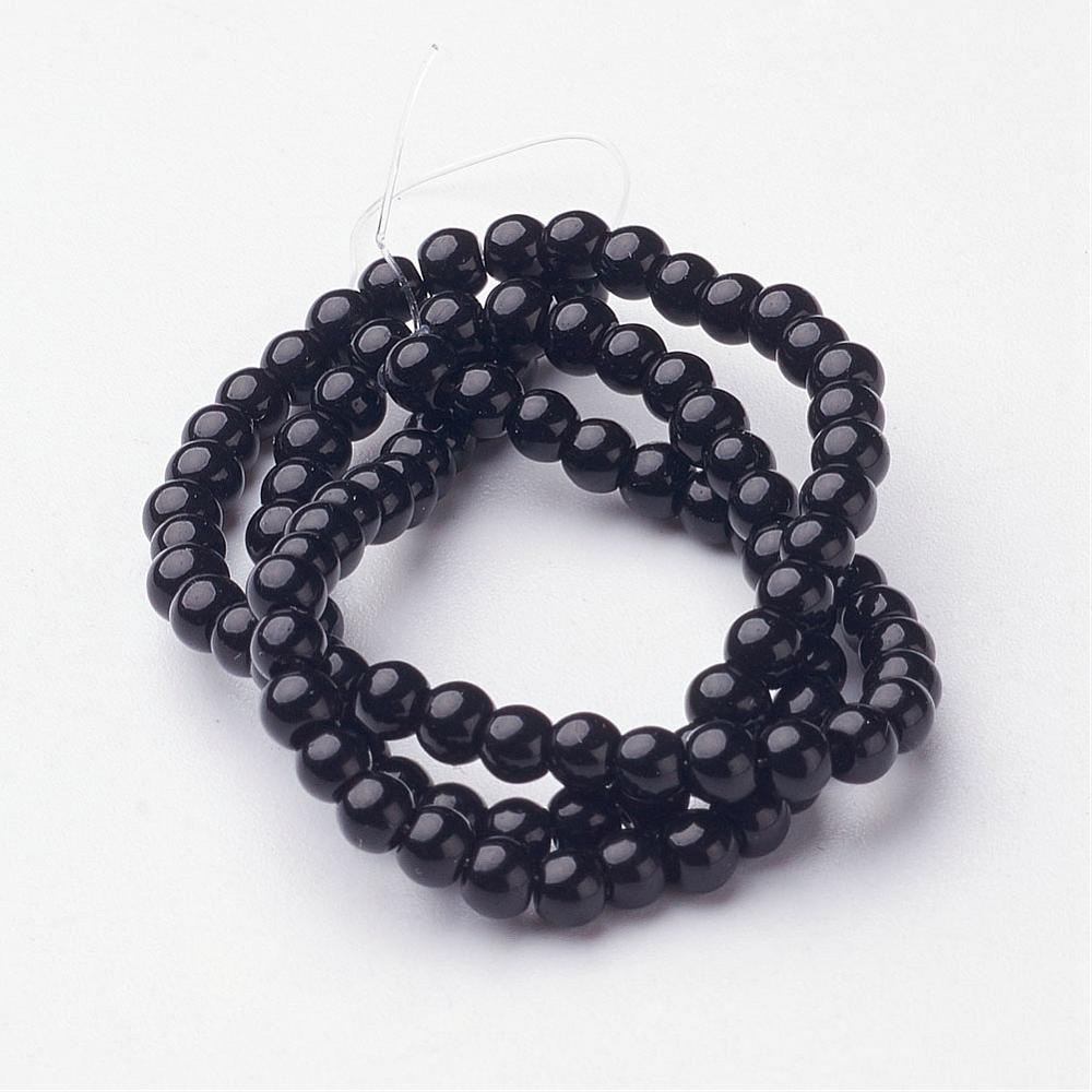Chuỗi Hạt Thủy Tinh Tròn 1 Sợi Màu Đen/Đen/Chocolate 3mm/6mm/1mm