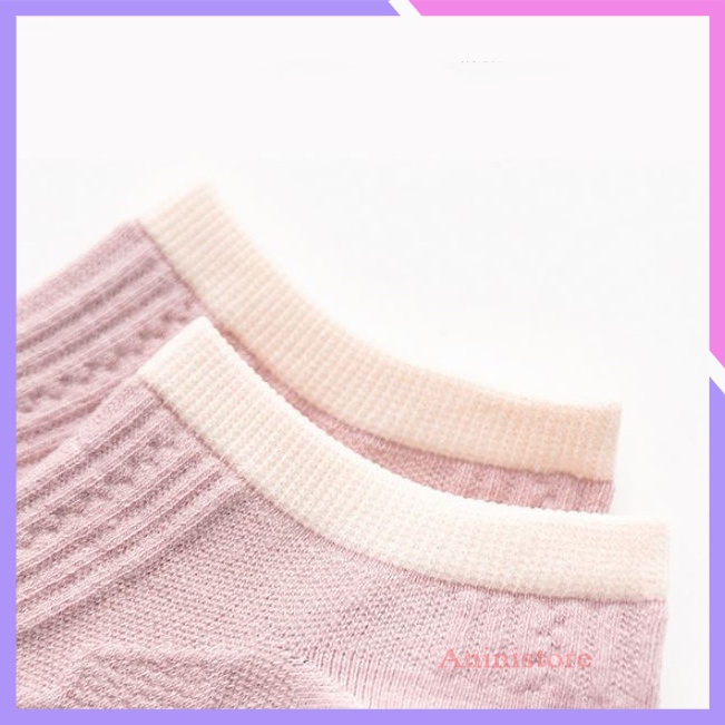 Tất cổ ngắn, vớ cổ ngắn nữ  Cotton Cổ Dệt Kim Cương phong cách Hàn Quốc (TP CN 025 – Aninistore)
