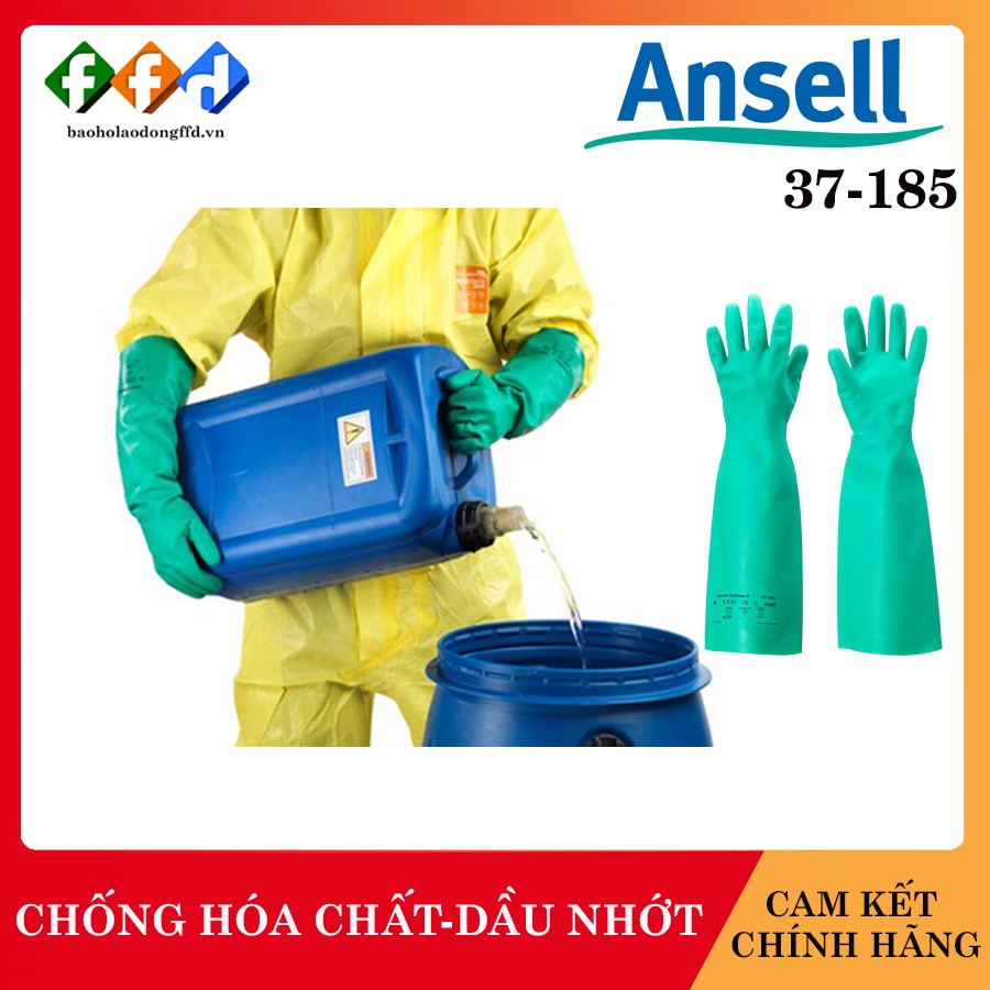 [Chính hãng] Găng tay Ansell 37-185.Găng tay chống hóa chất, thoải mái cao cho nhiều ứng dụng, bao phủ đến đầu khuỷu tay