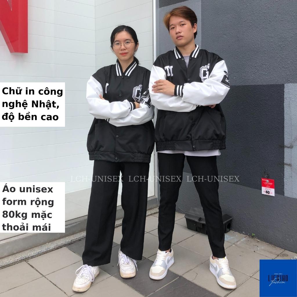 Áo bomber varsity jacket unisex form rộng CYM Áo khoác bóng chày nam nữ vải dù 2 lớp ulzzang LCH