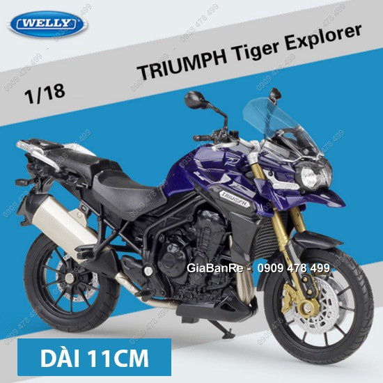 Xe Mô Hình Moto Địa Hình Triumph Tiger Explorer Tỉ Lệ 1:18 - Xanh - Welly - 8874