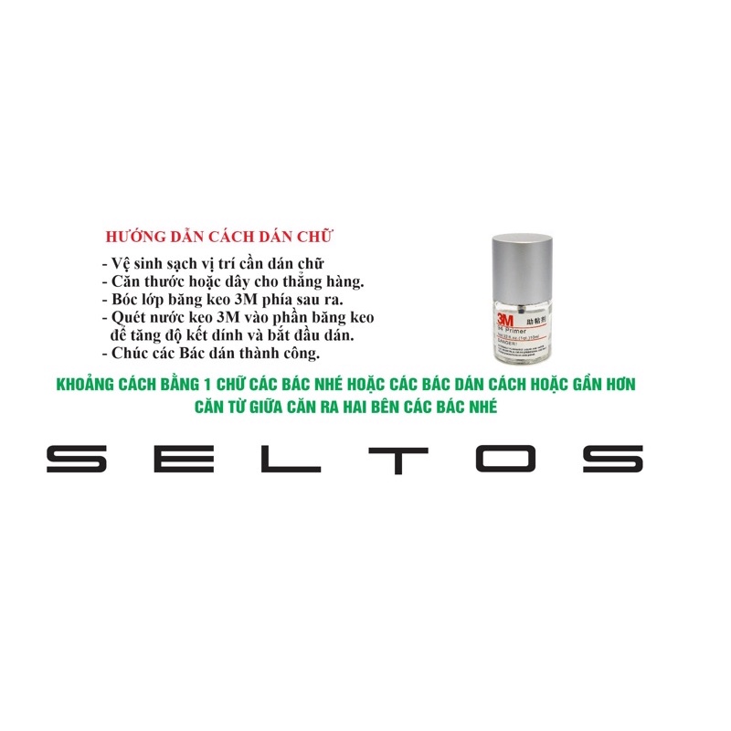 Chữ Seltos phong cách porsche hàng xin inox 304 KT: nổi 2.2mm -25mm * 46mm