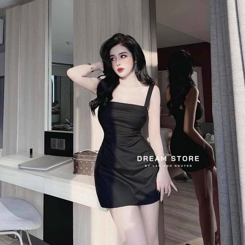 BÁN SỈ VÁY 2S THÔ XẾP LY NGỰC 2 MÀU ĐEN BE CHO NỮ | BigBuy360 - bigbuy360.vn