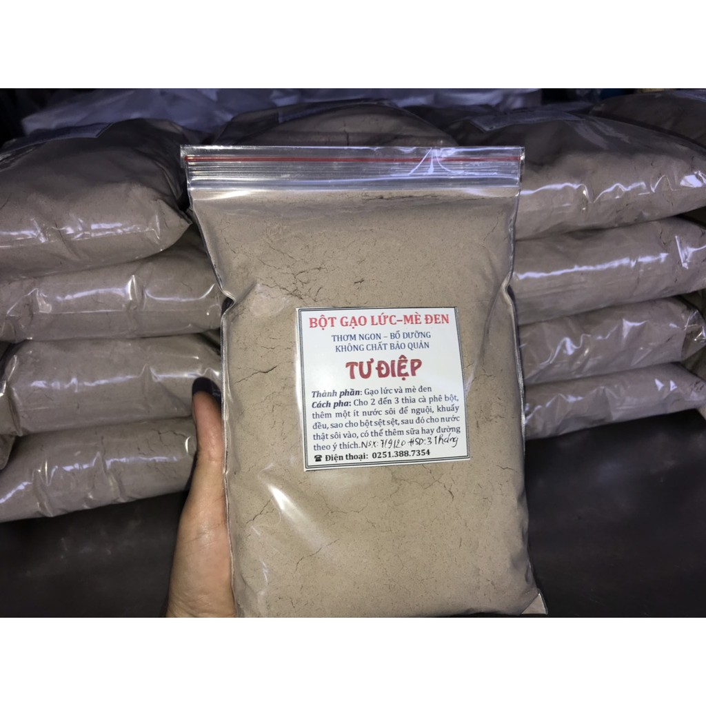 1kg bột gạo lức - mè đen nhà làm (Dạng túi zip)