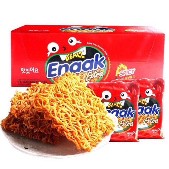 Hộp 24 gói Snack Mì Ăn Liền Enaak Vị Gà /Gà Cay