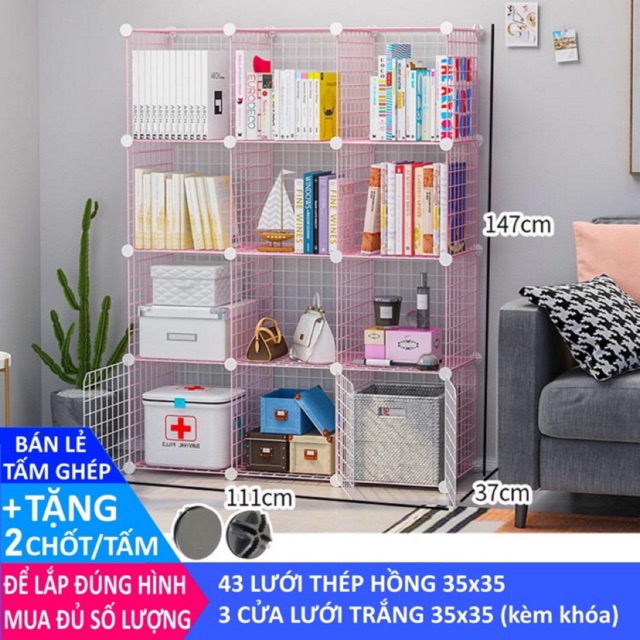 Tủ ghép lưới sắt thép đa năng hiện đại để sách, decor, trưng bày, trang trí mọi không gian.