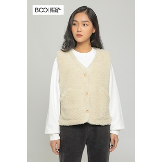 Áo Khoác BOO Gile Nữ Dáng Rộng Chất Liệu Lông Cùn Phối Túi Siêu Cá Tính