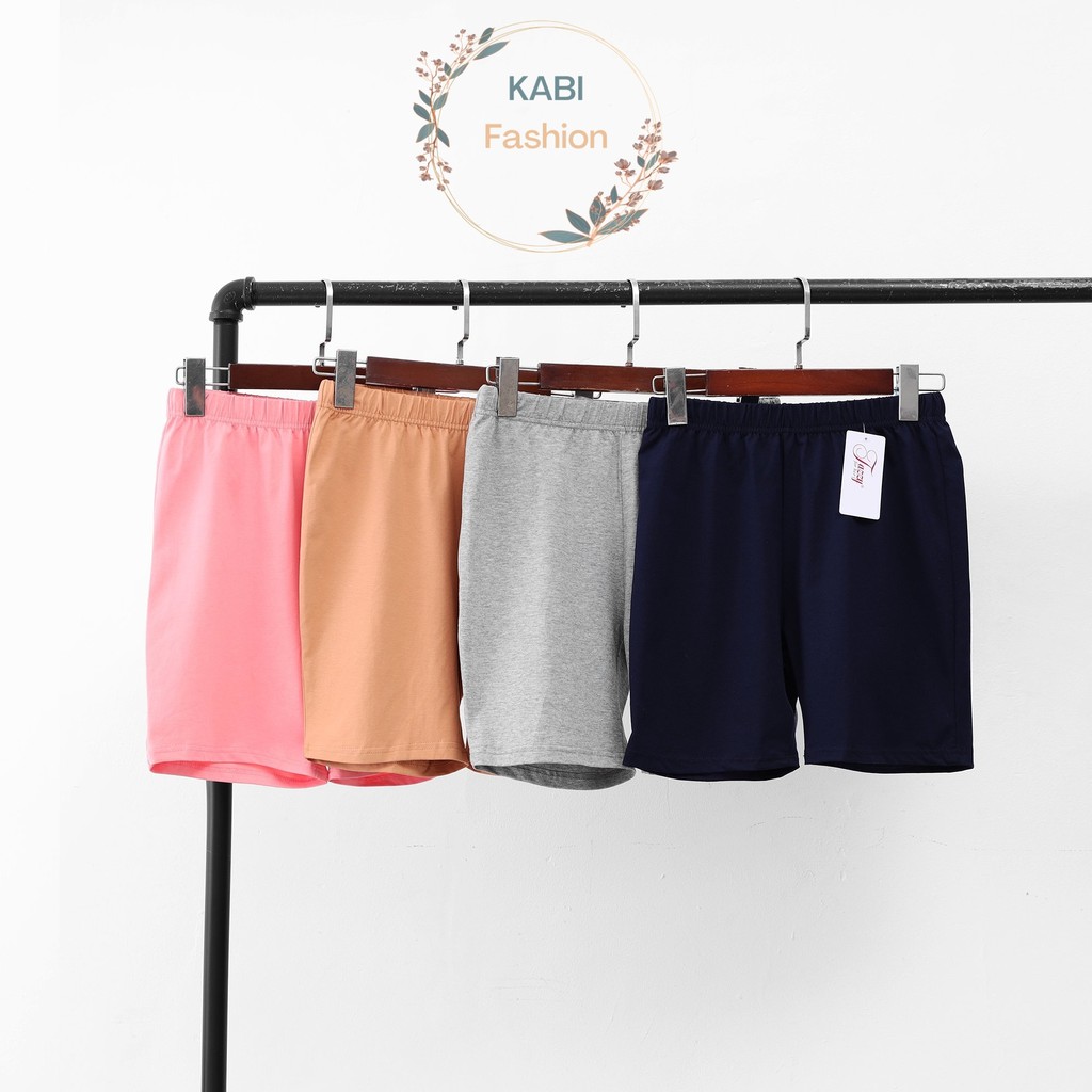 Quần đùi nữ KABI quần short legging ngắn dáng ôm thun cotton bốn chiều màu trơn hồng xám xanh đen | BigBuy360 - bigbuy360.vn