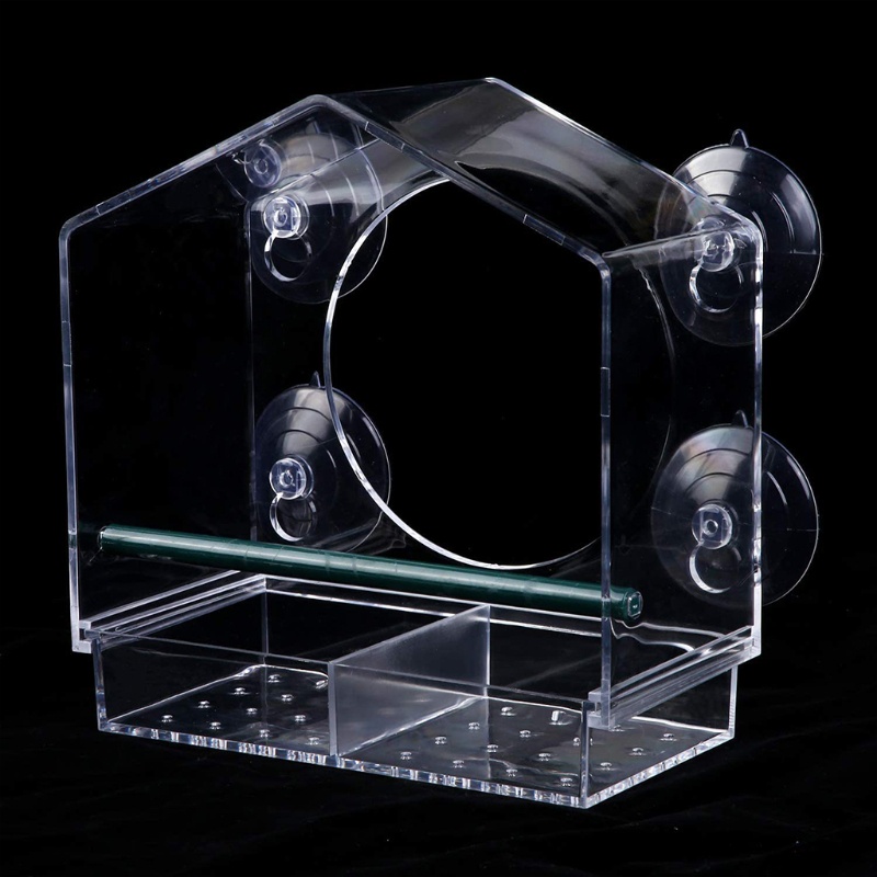 Aoto Khay Đựng Thức Ăn Bằng Acrylic Trong Suốt Có Giác Hút Mạnh Gắn Cửa Sổ Ngoài Trời Cho Finch Cardinal Blue-bir