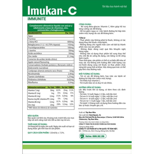 Tăng Cường Sức Đề Kháng IMUKANC - Nhập Khẩu Từ Tây Ban Nha.