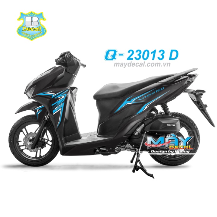 ( Quí khách vui lòng mang ra tiệm cho thợ dán ) Tem vario 150 23013 đen nhám