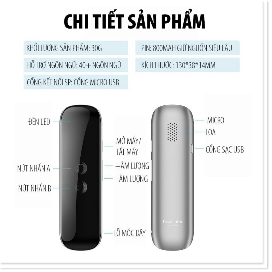 🔝 Máy phiên dịch đa ngôn ngữ Translaty 40 Languages Smart Translator Instant Voice