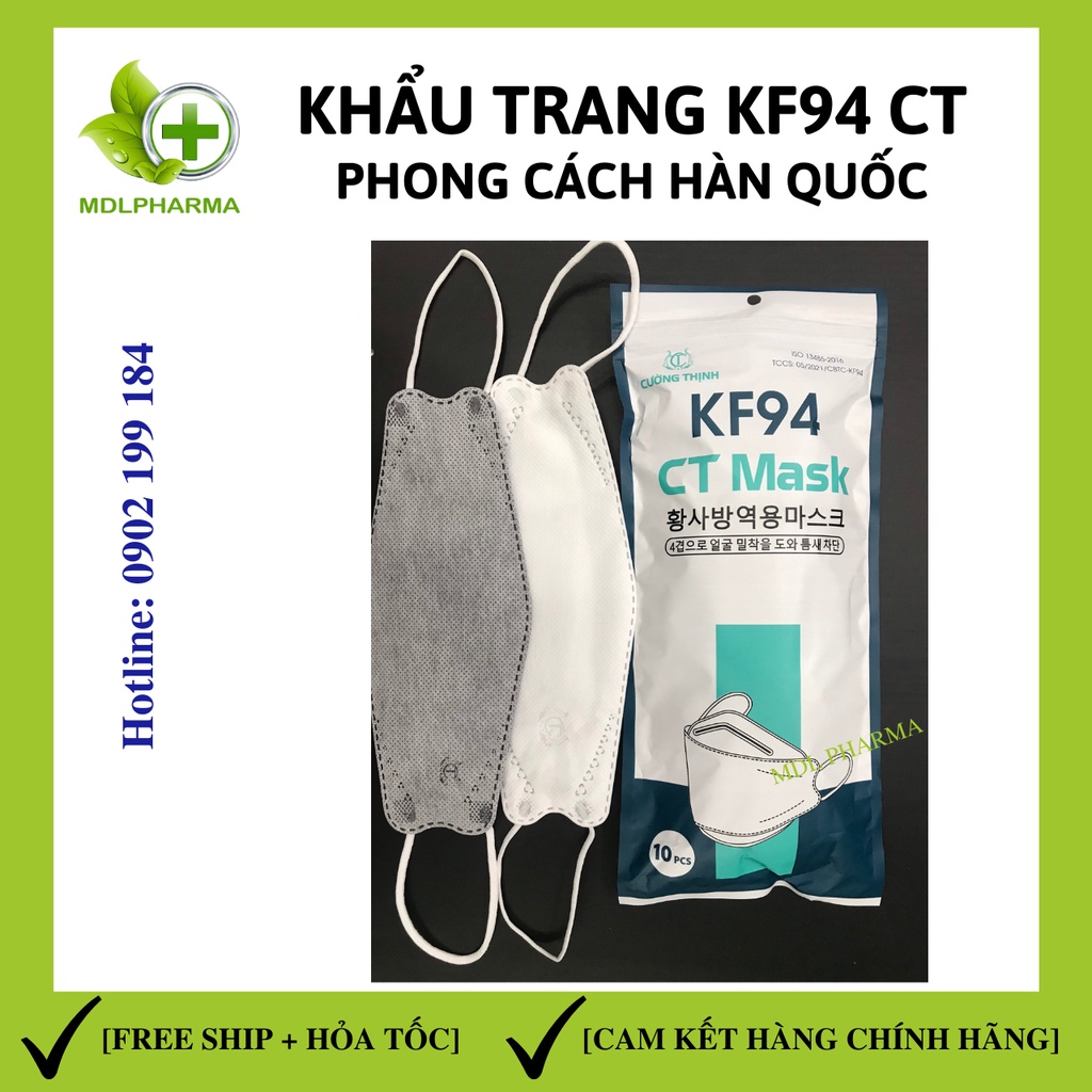 [Túi 10 cái] Khẩu trang KF94, Khẩu trang 4D phong cách Hàn Quốc 4 lớp kháng khuẩn, ôm sát mặt. Hàng công ty chất lượng