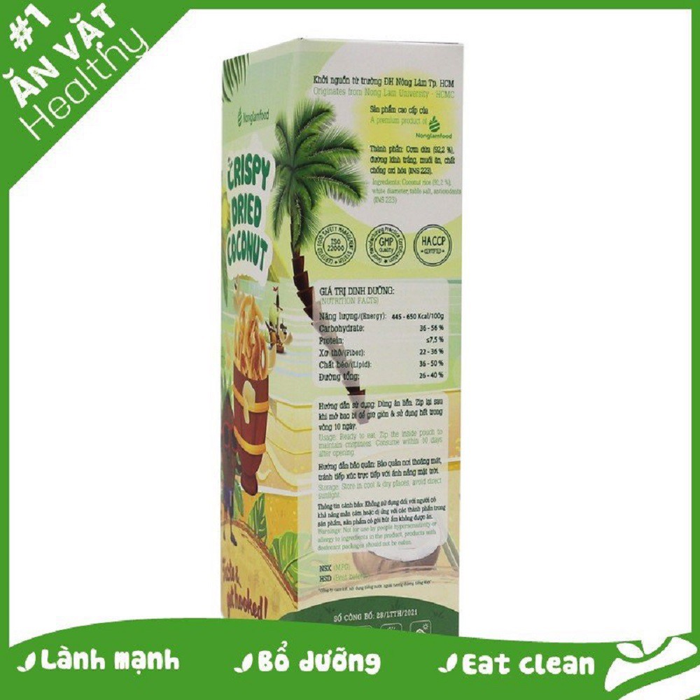 Dừa sấy giòn nônglâmfood hàng xuất khẩu gói 100G bổ sung vitamin và tăng sức đề kháng - Đảm bảo nguyên liệu sạch và tươi