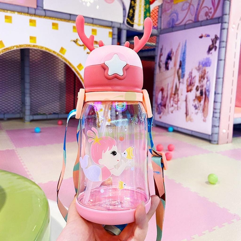 Bình đựng nước có vòi hút cute cho bé đi học dung tích 600ml - Binbibo