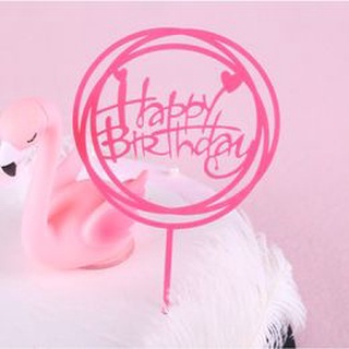 Trang Trí Bánh Kem, Thẻ Mica Happy Birthday Trang Trí Bánh, Thẻ Mica Happy Birthday