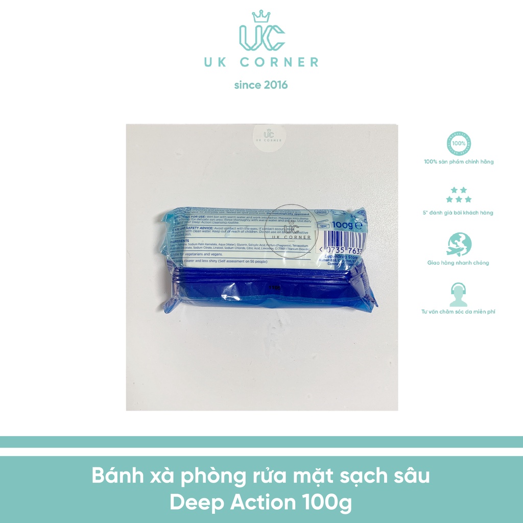 Bánh xà phòng rửa mặt sạch sâu Superdrug Deep Action Cleansing Soap Bar 100g