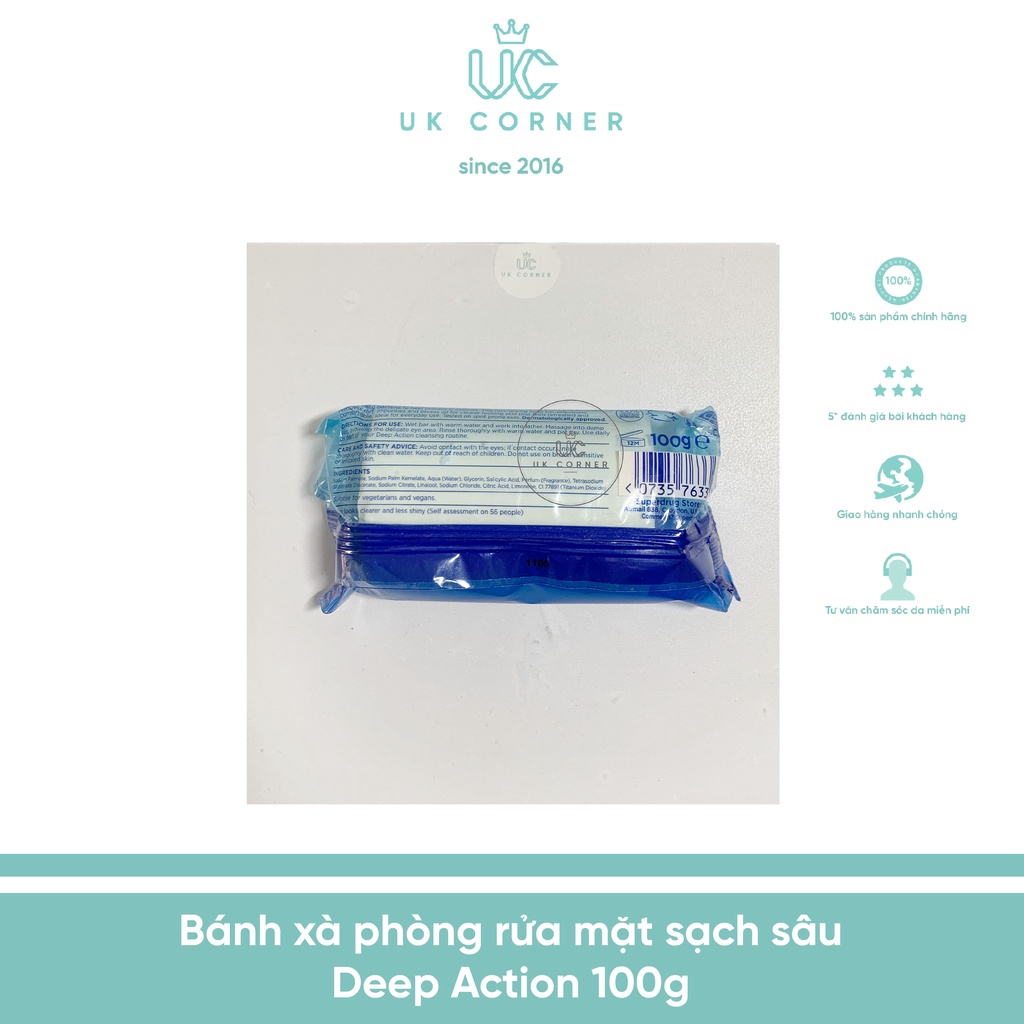 Bánh xà phòng rửa mặt sạch sâu Superdrug Deep Action Cleansing Soap Bar 100g