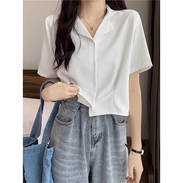 ÁO SƠMI TRƠN CROPTOP