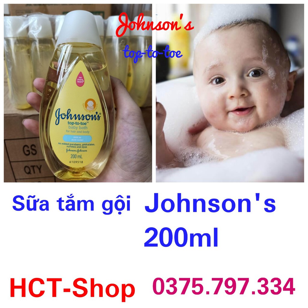 [ HỘP 200ML] Sữa tắm gội toàn thân JOHNSON'S dịu nhẹ cho bé