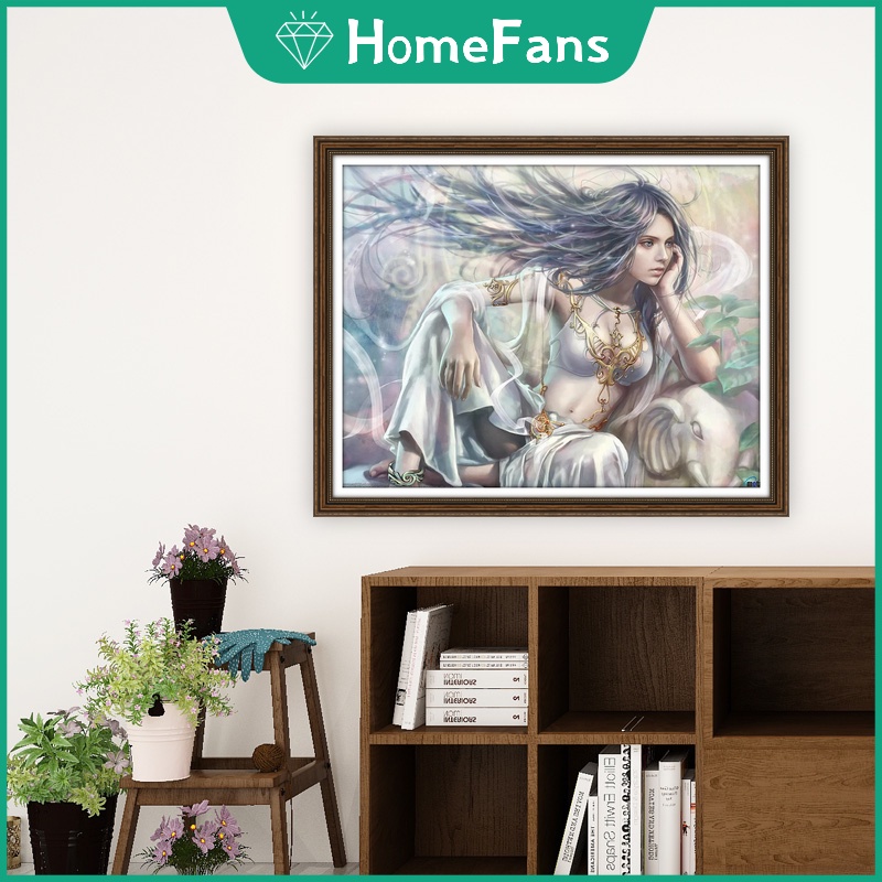 Bộ Tranh Đính Đá 5D Tự Làm 40x50cm Hình Cô Gái Anime Trang Trí Nhà Cửa