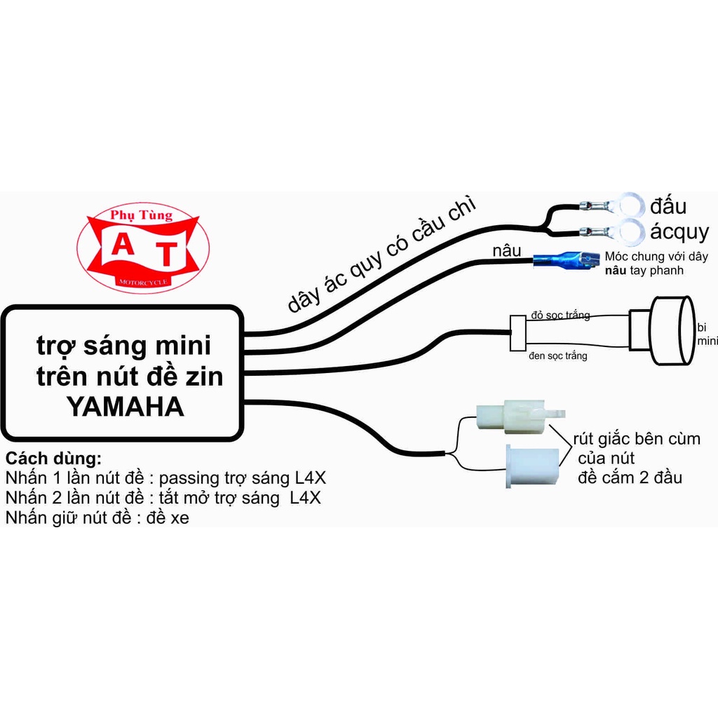 Mạch Passing Đèn Trợ Sáng L4X Sử Dụng Trên Nút Đề Zin của xe EX150 2015 đến 2018
