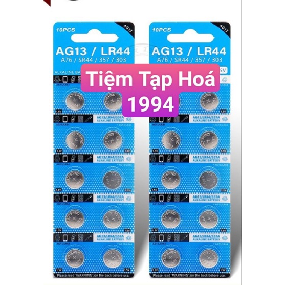 (Giá 1 vĩ 10 viên) PIN NÚT ĐỒNG HỒ AG13 / LR44 - PIN NÚT TRÒN