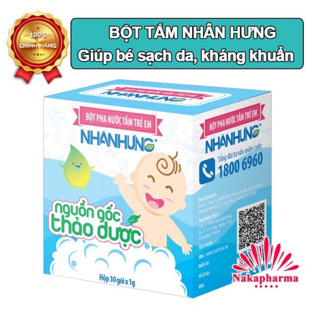 [MIỄN PHÍ] BỘT TẮM NHÂN HƯNG GIÚP BÉ SẠCH DA, KHÁNG KHUẨN, CÁC BỆNH NGOÀI DA CHO TRẺ SƠ SINH VÀ TRẺ NHỎ [CHÍNH HÃNG] [ĐỔ