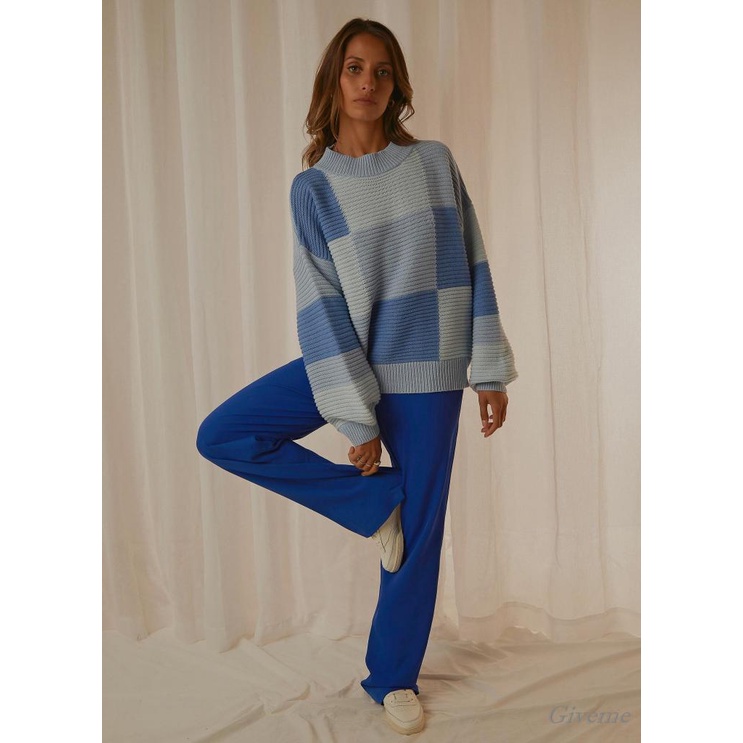 Áo Sweater Dệt Kim Tay Dài Cổ Tròn Màu Sắc Thời Trang Xuân Thu Cho Nữ