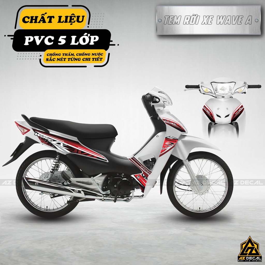Tem Rời Xe Wave Alpha 2006 - 2021 Thiết Kế Polygon | WA01 | Decal Chế Dán Wave A 110 100 Chống Nước, Chống Trầy Xước