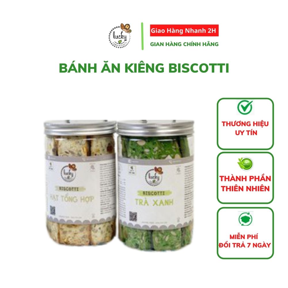 Bánh BISCOTTI  nguyên cám mix 3 vị, bánh ăn kiêng giảm cân an toàn dành cho người béo, tiểu đường hộp 250g