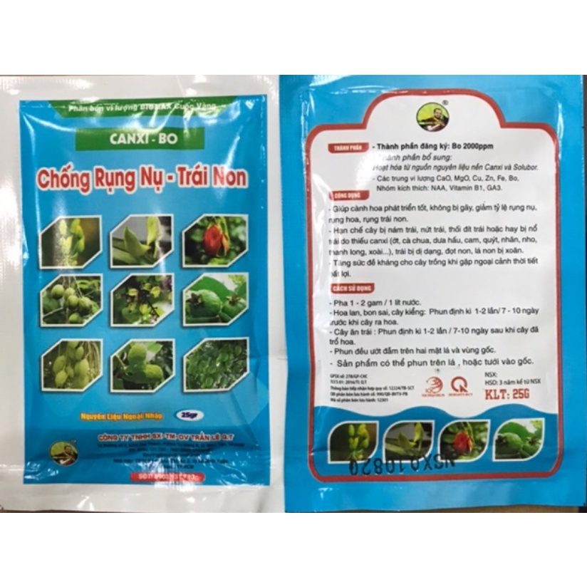 Phân bón TOTT'S FERTILIZER Canxi  Bo ngăn ngừa Rụng Nụ Trái Non  Hạn Chế Nứt Trái Gói 25G