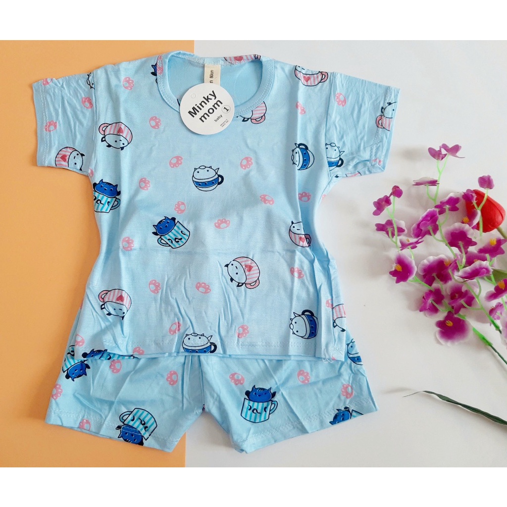 Bộ Cộc Tay Chất Thun Lạnh MINKY MOM Vải Mềm Mịn, Thoáng Mát Cho Bé Trai, Bé Gái Từ 5 – 16kg