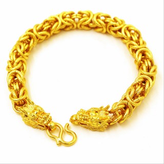 Lắc Tay Nam mạ vàng Đầu Rồng Song Long Hộ Thể Phong Thủy - LT2DR002