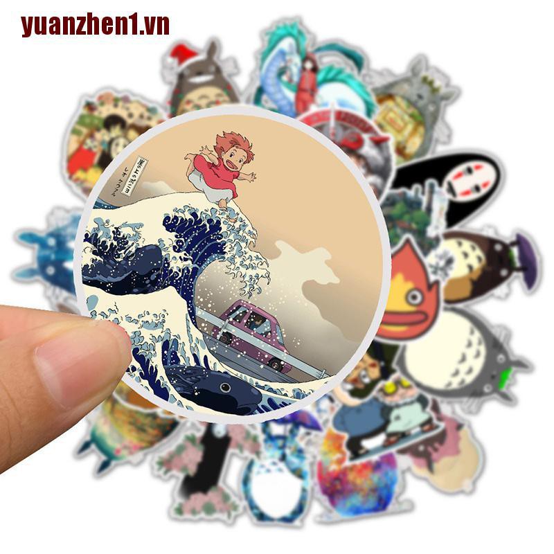 [YUANZHEN1] 50 Miếng Dán Hoạt Hình Totoro Spirited Away Girl Graffiti Chống Thấm Nước