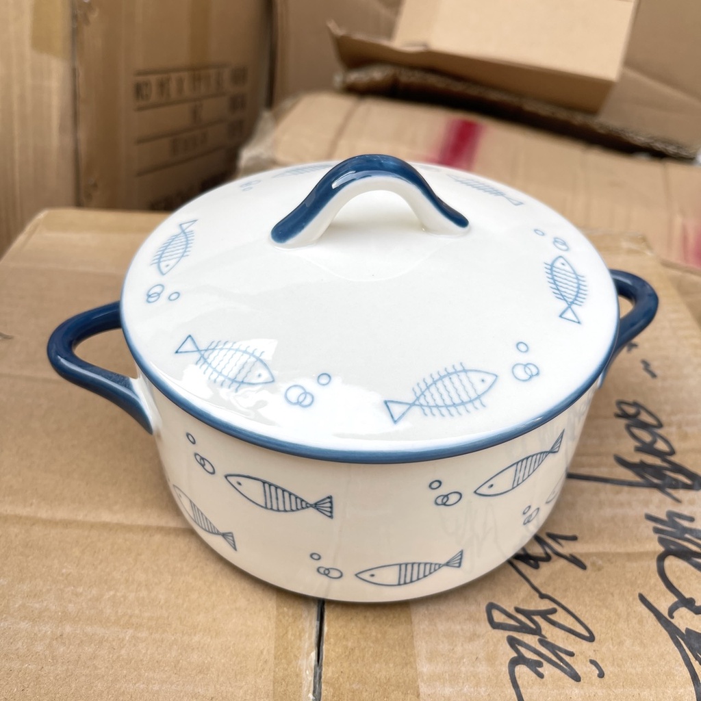 (SẴN HÀNG) Nồi úp mì hình dâu và cá 1000ml