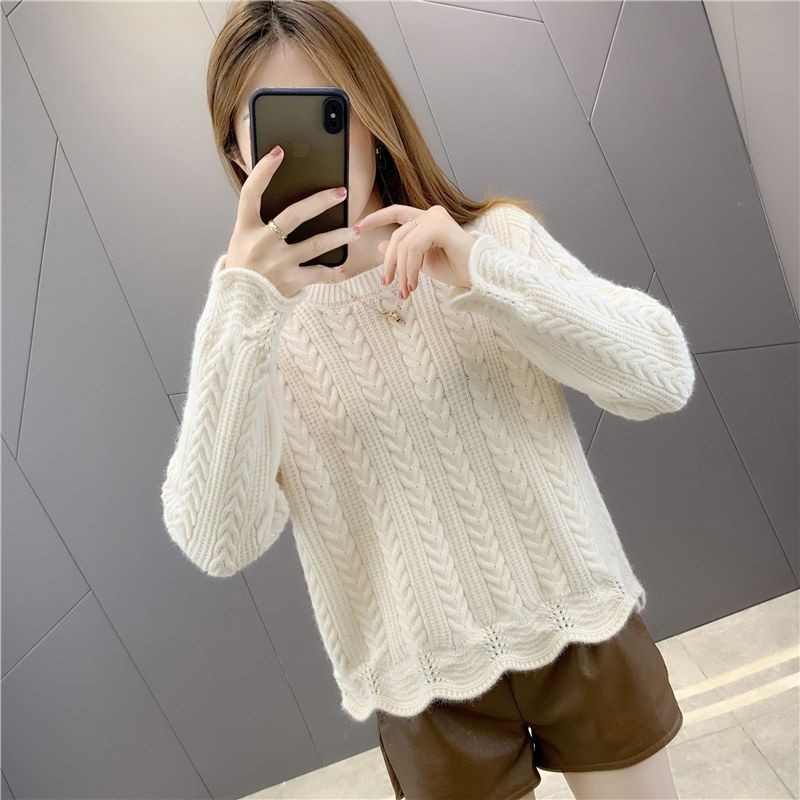 Áo sweater chui đầu dáng rộng cổ tròn dễ phối đồ thời trang Hàn Quốc mùa thu đông mới