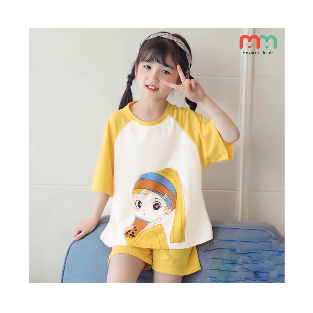 Đồ bộ bé gái size đại cồ mặc nhà thun cotton cao cấp mềm mát, co dãn thoải mái cho bé 25kg đến 63kg