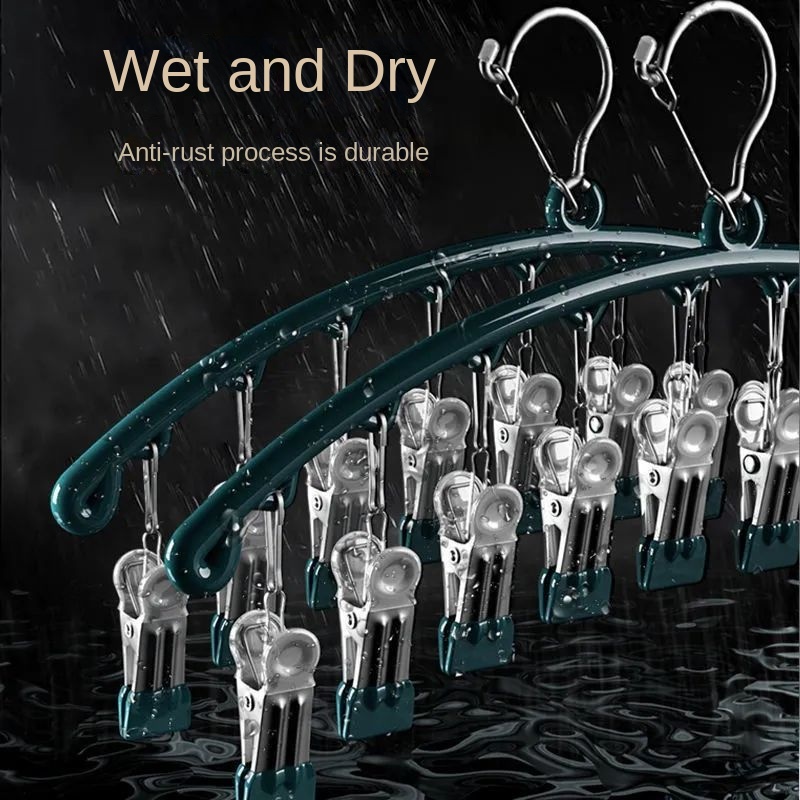 Giá Đỡ 10 Kẹp Phơi Quần Áo Chống Gió Bằng Thép Không Gỉ