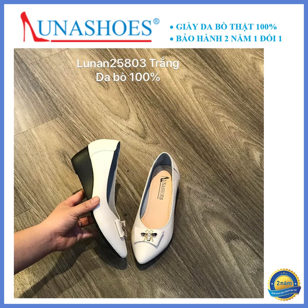 Giày đế xuồng nữ mềm 5p con ong Lunashoes (25803) giầy mũi nhọn da thật cao cấp dễ đi kiểu Hàn quốc nhiều màu