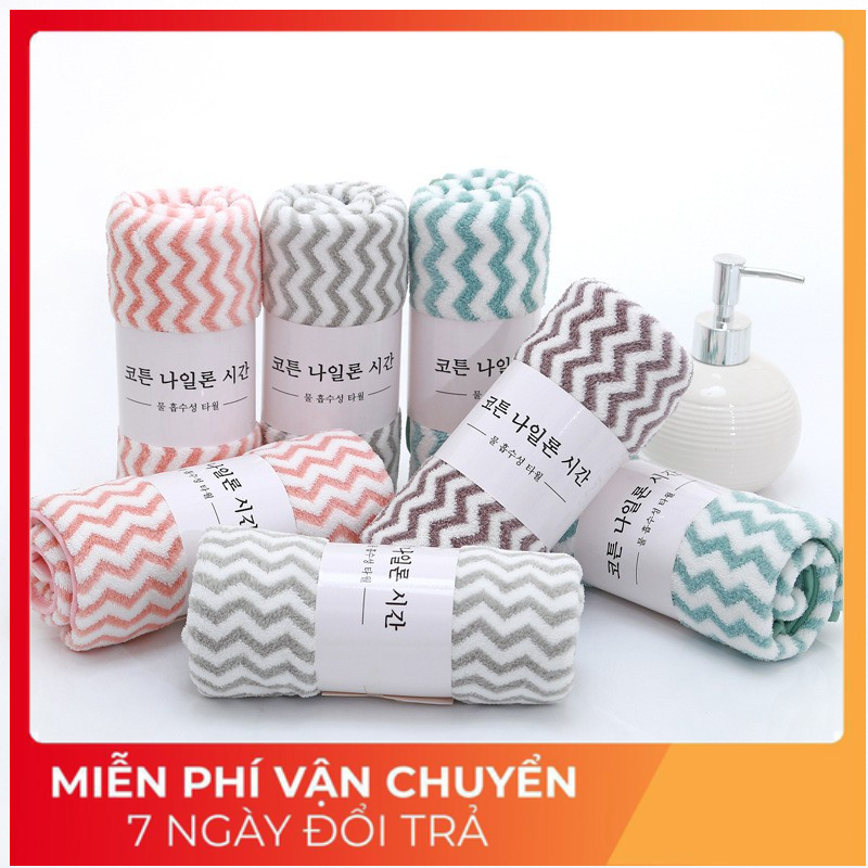 Khăn Mặt Xuât Hàn Siêu Thấm Mềm Mịn Kích Thước 30x50cm - Khắn Sọc HànV