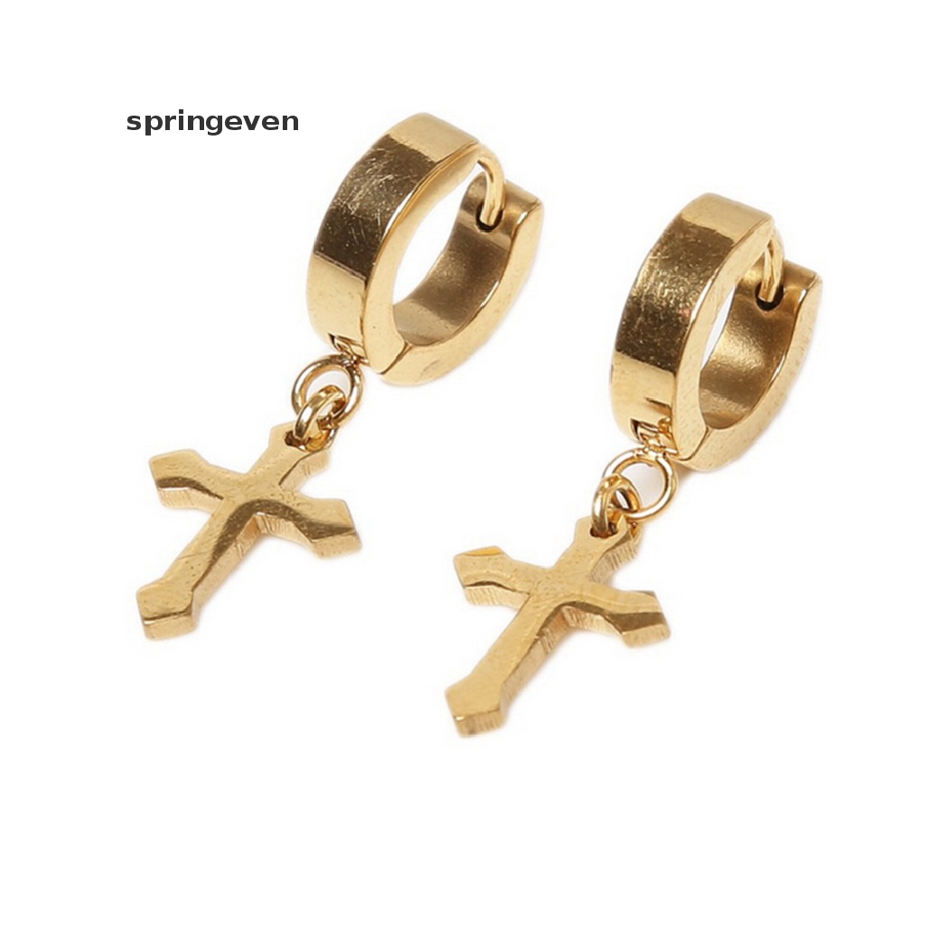 1 Khuyên Tai Thép Titan Hình Thánh Giá 4 * 9cm